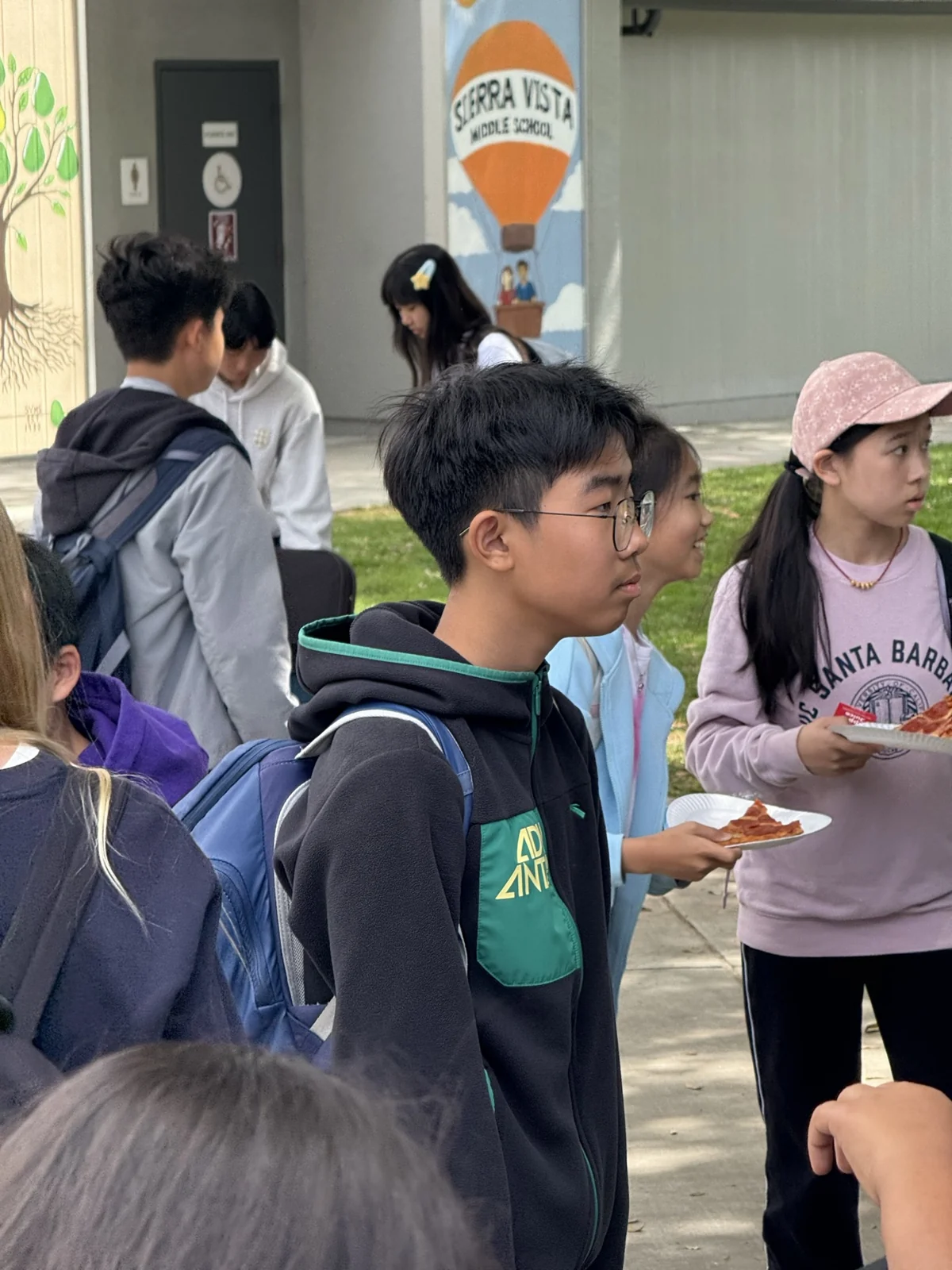 Chatting with friends outside